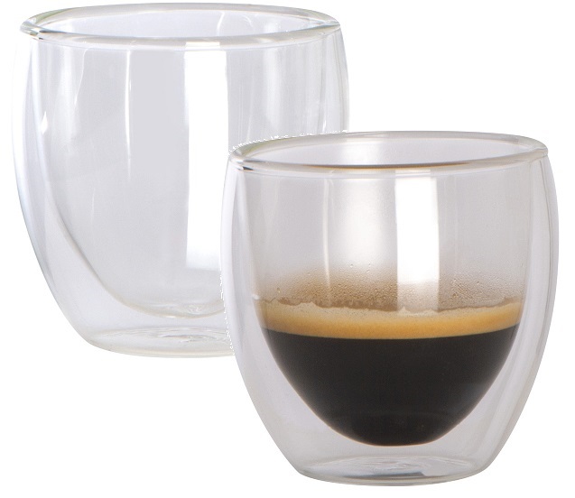 Double walled glass espresso cups - set of 2