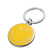 "Happy" smiling metal key ring - packed in a black gift box.