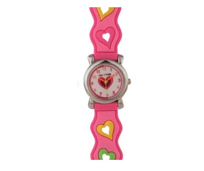 3-D Hearts Pink Kids Watch