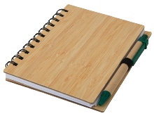 Wood Mid-Size Notebook & Pen- Avail in: Black or Green