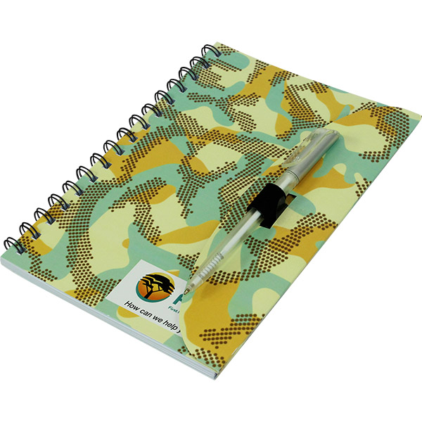 Mika Notebook with pen with custom branded cover & pages. EACH (
