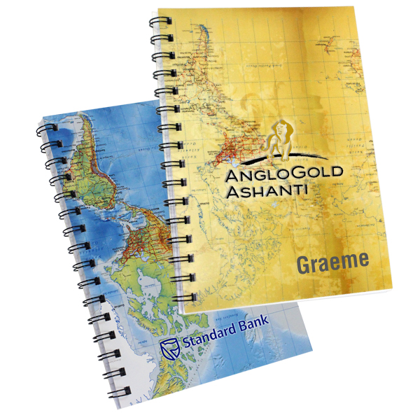 World Map Spiral Bound notebook A5
