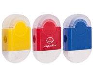 Duo Eraser & Sharpener - Avail in: Red, Yellow or Blue