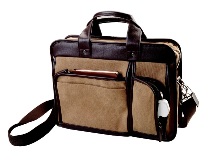 Canvas and Synthetic Leather Executive Computer Bag15.4Brown
