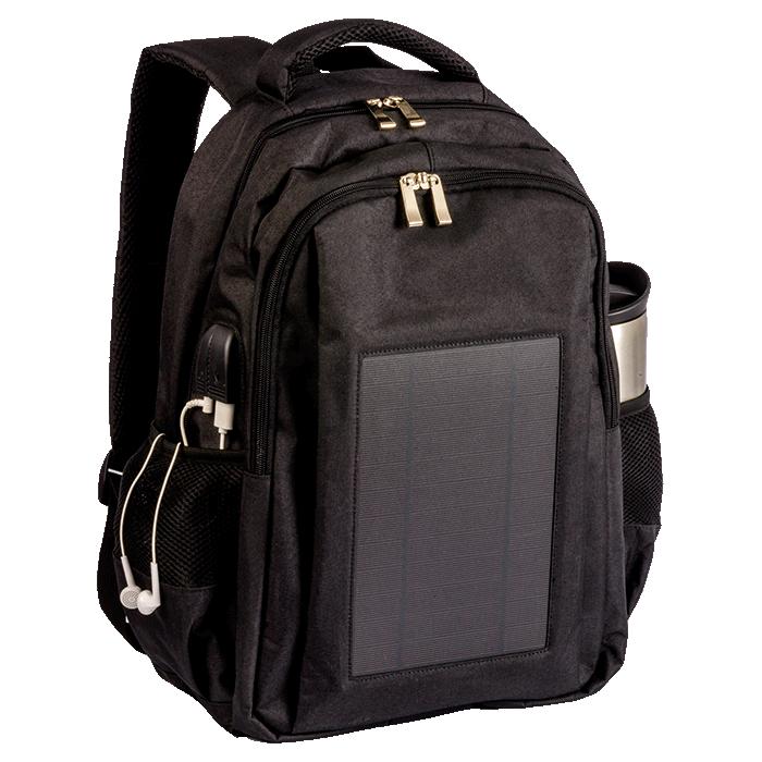 Solar Powered Tech Backpack. Laptop & Other Tech - Avail in: Bla