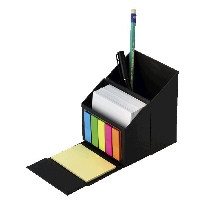 Flip Open Desk Organiser With Sticky Notes - Avail in: Black