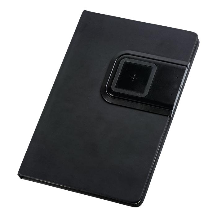 A5 PU Notebook With Removable Wireless Charger - Avail in: Black
