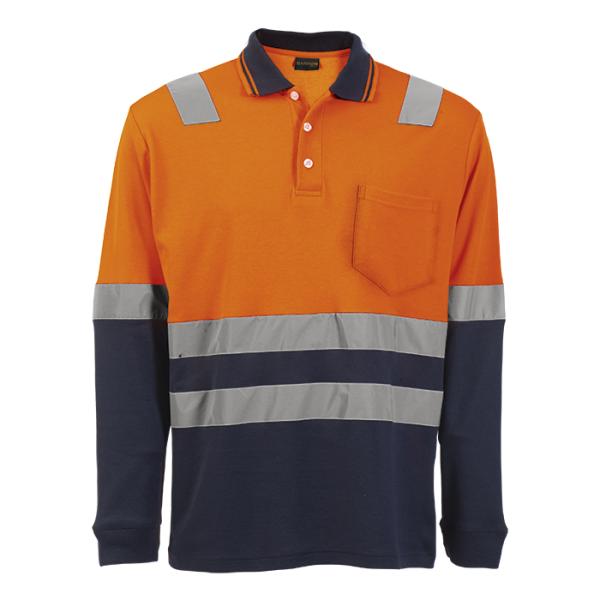 Transit Long Sleeve Hi-Vis Golfer - Available in: Safety Orange/