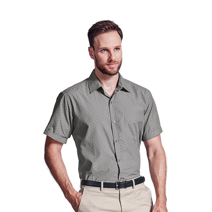 Mens Claremont Lounge Shirt Short Sleeve. Charcoal/Black, Navy/S