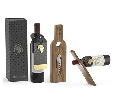 Afrique Wine & Holder Set - Wood