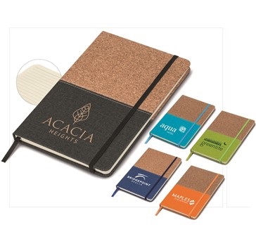 Cork A5 Notebook - Black, Vlue, Cyan, Lime or Orange