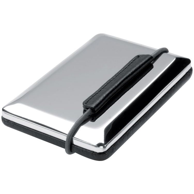 Elegant polished metal and PU business card holder with individu