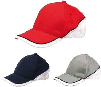 6-Panel Heavy Brushed Cotton Cap with Elastic Sweat Band - Red /