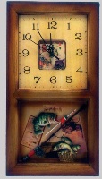 Wooden Wall Clock with Fishing Theme - 40cm High