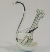 Set 6 Silver Plated Cocktail Forks in Swan stand