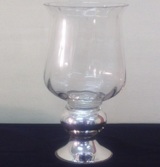 Footed Glass Hurricane Candle Holder With Silver Base 50.5 * 23c