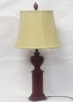 Wooden Desk lamp with Distressed J Bell shade - 69cm