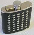 Hipflask - Leather Black And Silver Studs 6Oz Single