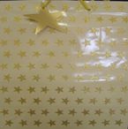 Gift bag - cream/gold glitter stars - lrg