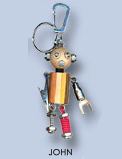 Wooden & Metal Robot Keyring \'John\'